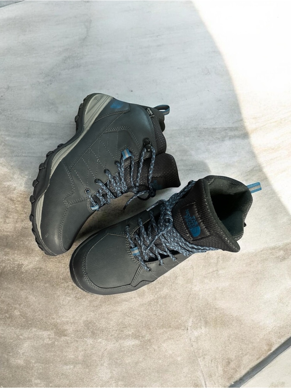 The North Face Women’s Grey Hiking Boots with Blue Accents
